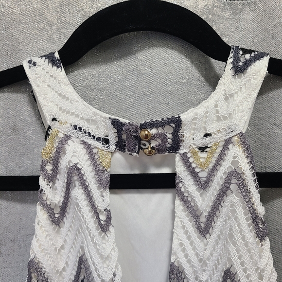 Candie's Zigzag Mini Dress - Black, White, Gold - Picture 7 of 11